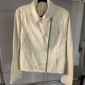 Cream/off-white leather jacket made by Truth and Pride, size L